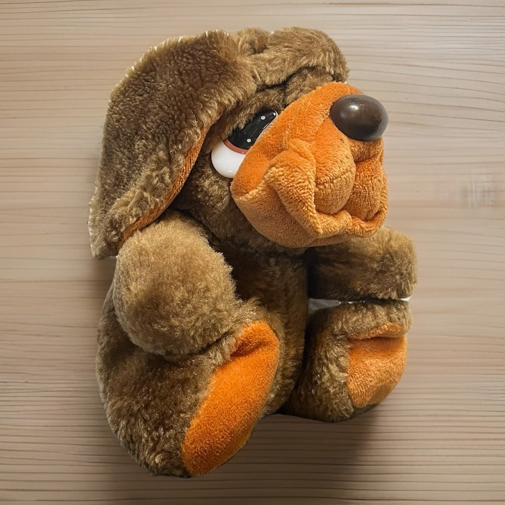 VTG MTY International Plush Hound Puppy Dog Brown & Orange Sad Eyes Taiwan Toy